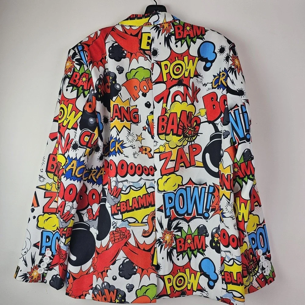 Comic Book Strip Suit Jacket Spirt Halloween Costume POW Zap Bang Boom 38 Medium